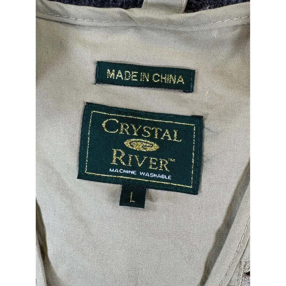 Crystal River Mens‎ Large Tan Khaki Multi Pocket Fishing Utility Vest Fly Patch